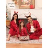 image:imageSWOMOG Matching Family Pajamas Set Women amp Men amp Kids Silk Satin Pjs 2 Pcs Long Sleeve Button Down Sleepwear with 2 PocketsAred
