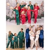image:imageSWOMOG Matching Family Pajamas Set Women amp Men amp Kids Silk Satin Pjs 2 Pcs Long Sleeve Button Down Sleepwear with 2 PocketsAred