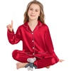 image:imageSWOMOG Matching Family Pajamas Set Women amp Men amp Kids Silk Satin Pjs 2 Pcs Long Sleeve Button Down Sleepwear with 2 PocketsAred