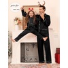 image:imageSWOMOG Matching Family Pajamas Set Women amp Men amp Kids Silk Satin Pjs 2 Pcs Long Sleeve Button Down Sleepwear with 2 PocketsBlack