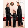 image:imageSWOMOG Matching Family Pajamas Set Women amp Men amp Kids Silk Satin Pjs 2 Pcs Long Sleeve Button Down Sleepwear with 2 PocketsBlack