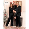 image:imageSWOMOG Matching Family Pajamas Set Women amp Men amp Kids Silk Satin Pjs 2 Pcs Long Sleeve Button Down Sleepwear with 2 PocketsBlack