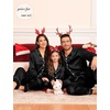 image:imageSWOMOG Matching Family Pajamas Set Women amp Men amp Kids Silk Satin Pjs 2 Pcs Long Sleeve Button Down Sleepwear with 2 PocketsBlack