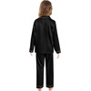 image:imageSWOMOG Matching Family Pajamas Set Women amp Men amp Kids Silk Satin Pjs 2 Pcs Long Sleeve Button Down Sleepwear with 2 PocketsBlack
