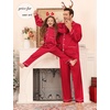 image:imageSWOMOG Matching Family Pajamas Set Women amp Men amp Kids Silk Satin Pjs 2 Pcs Long Sleeve Button Down Sleepwear with 2 PocketsBright Red