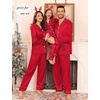 image:imageSWOMOG Matching Family Pajamas Set Women amp Men amp Kids Silk Satin Pjs 2 Pcs Long Sleeve Button Down Sleepwear with 2 PocketsBright Red