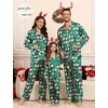 image:imageSWOMOG Matching Family Pajamas Set Women amp Men amp Kids Silk Satin Pjs 2 Pcs Long Sleeve Button Down Sleepwear with 2 PocketsChristmas Pattern