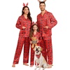 image:imageSWOMOG Matching Family Pajamas Set Women amp Men amp Kids Silk Satin Pjs 2 Pcs Long Sleeve Button Down Sleepwear with 2 PocketsChristmas Red Plaid