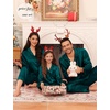 image:imageSWOMOG Matching Family Pajamas Set Women amp Men amp Kids Silk Satin Pjs 2 Pcs Long Sleeve Button Down Sleepwear with 2 PocketsDeep Green