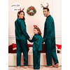 image:imageSWOMOG Matching Family Pajamas Set Women amp Men amp Kids Silk Satin Pjs 2 Pcs Long Sleeve Button Down Sleepwear with 2 PocketsDeep Green