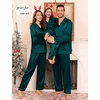 image:imageSWOMOG Matching Family Pajamas Set Women amp Men amp Kids Silk Satin Pjs 2 Pcs Long Sleeve Button Down Sleepwear with 2 PocketsDeep Green