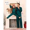 image:imageSWOMOG Matching Family Pajamas Set Women amp Men amp Kids Silk Satin Pjs 2 Pcs Long Sleeve Button Down Sleepwear with 2 PocketsDeep Green