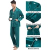 image:imageSWOMOG Matching Family Pajamas Set Women amp Men amp Kids Silk Satin Pjs 2 Pcs Long Sleeve Button Down Sleepwear with 2 PocketsGreen