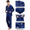 image:imageSWOMOG Matching Family Pajamas Set Women amp Men amp Kids Silk Satin Pjs 2 Pcs Long Sleeve Button Down Sleepwear with 2 PocketsNavy Blue