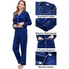 image:imageSWOMOG Matching Family Pajamas Set Women amp Men amp Kids Silk Satin Pjs 2 Pcs Long Sleeve Button Down Sleepwear with 2 PocketsNavy Blue