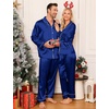 image:imageSWOMOG Matching Family Pajamas Set Women amp Men amp Kids Silk Satin Pjs 2 Pcs Long Sleeve Button Down Sleepwear with 2 PocketsNavy Blue