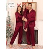 image:imageSWOMOG Matching Family Pajamas Set Women amp Men amp Kids Silk Satin Pjs 2 Pcs Long Sleeve Button Down Sleepwear with 2 PocketsWine Red
