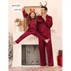 image:imageSWOMOG Matching Family Pajamas Set Women amp Men amp Kids Silk Satin Pjs 2 Pcs Long Sleeve Button Down Sleepwear with 2 PocketsWine Red