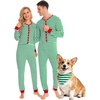 image:imageSWOMOG Matching Family Pajamas Sets Christmas Couple PJs Holiday Onesise Nightwear Household Sleepwear Sets with Pet bibsGreen Stripe