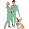 image:imageSWOMOG Matching Family Pajamas Sets Christmas Couple PJs Holiday Onesise Nightwear Household Sleepwear Sets with Pet bibsGreen Stripe