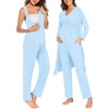 image:imageSWOMOG Maternity Nursing Robe Set 3 Piece Postpartum Breastfeeding Pajamas 3 in 1 Hospital Labor Delivery Pregnancy PjsBaby Bluepants