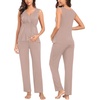 image:imageSWOMOG Maternity Nursing Robe Set 3 Piece Postpartum Breastfeeding Pajamas 3 in 1 Hospital Labor Delivery Pregnancy PjsLight Brownpants