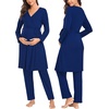 image:imageSWOMOG Maternity Nursing Robe Set 3 Piece Postpartum Breastfeeding Pajamas 3 in 1 Hospital Labor Delivery Pregnancy PjsNavy Bluepants