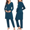 image:imageSWOMOG Maternity Nursing Robe Set 3 Piece Postpartum Breastfeeding Pajamas 3 in 1 Hospital Labor Delivery Pregnancy PjsOxford Bluepants