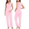 image:imageSWOMOG Maternity Nursing Robe Set 3 Piece Postpartum Breastfeeding Pajamas 3 in 1 Hospital Labor Delivery Pregnancy PjsPinkpants
