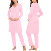 image:imageSWOMOG Maternity Nursing Robe Set 3 Piece Postpartum Breastfeeding Pajamas 3 in 1 Hospital Labor Delivery Pregnancy PjsPinkpants