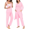 image:imageSWOMOG Maternity Nursing Robe Set 3 Piece Postpartum Breastfeeding Pajamas 3 in 1 Hospital Labor Delivery Pregnancy PjsPinkpants