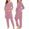 image:imageSWOMOG Maternity Nursing Robe Set 3 Piece Postpartum Breastfeeding Pajamas 3 in 1 Hospital Labor Delivery Pregnancy PjsTaro Purplepants