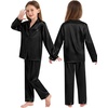 image:imageSWOMOG Pajamas Sets Silk Long Sleeve Sleepwear Soft Button Down Loungewear Pjs Set Black