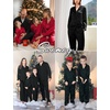 image:imageSWOMOG Pajamas Sets Silk Long Sleeve Sleepwear Soft Button Down Loungewear Pjs Set Black