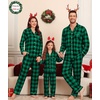 image:imageSWOMOG Unisex Kids Pajamas Set ButtonDown Long Sleeve Sleepwear Family Festival Party Xmas PJs SetsBlack Green Grid Size 1213