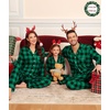 image:imageSWOMOG Unisex Kids Pajamas Set ButtonDown Long Sleeve Sleepwear Family Festival Party Xmas PJs SetsBlack Green Grid Size 1213