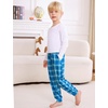 image:imageSWOMOG Unisex Kids Plaid Pajama pants for Boys amp Girls Comfy Sleepwear Bottoms Lounge Jogger PJ Pants with PocketsCyan Blue