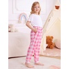 image:imageSWOMOG Unisex Kids Plaid Pajama pants for Boys amp Girls Comfy Sleepwear Bottoms Lounge Jogger PJ Pants with PocketsPink  White Plaid