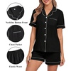 image:imageSWOMOG Women 2 Piece Pajamas Sets Short Sleeve Pj Sets Cute Printed Sleepwear Button Down Shirt with Lounge Shorts SetBlack