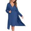 image:imageSWOMOG Women Maternity Nursing Gown and Robe Set 3 in 1 Labor Delivery Nursing Nightgown for Breastfeeding Hospital BathrobeEarth Blue