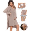 image:imageSWOMOG Women Maternity Nursing Gown and Robe Set 3 in 1 Labor Delivery Nursing Nightgown for Breastfeeding Hospital BathrobeLight Brown