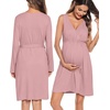 image:imageSWOMOG Women Maternity Nursing Gown and Robe Set 3 in 1 Labor Delivery Nursing Nightgown for Breastfeeding Hospital BathrobeTaro Purple