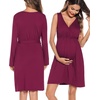 image:imageSWOMOG Women Maternity Nursing Gown and Robe Set 3 in 1 Labor Delivery Nursing Nightgown for Breastfeeding Hospital BathrobeWineberry