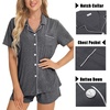 image:imageSWOMOG Womens 3pcs Button Down Pajamas Set Short Sleeve Sleepwear Bride Pj Lounge Set with Long PantsDeep Grey