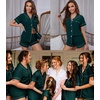 image:imageSWOMOG Womens 3pcs Button Down Pajamas Set Short Sleeve Sleepwear Bride Pj Lounge Set with Long PantsEmerald