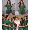 image:imageSWOMOG Womens 3pcs Button Down Pajamas Set Short Sleeve Sleepwear Bride Pj Lounge Set with Long PantsGreen