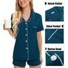 image:imageSWOMOG Womens 3pcs Button Down Pajamas Set Short Sleeve Sleepwear Bride Pj Lounge Set with Long PantsOxford Blue
