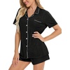 image:imageSWOMOG Womens Button Down Pajamas Set Short Sleeve Sleepwear Bride Soft Pj Lounge Sets XS3XLBlack Grey