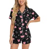 image:imageSWOMOG Womens Button Down Pajamas Set Short Sleeve Sleepwear Bride Soft Pj Lounge Sets XS3XLBlack Pink Heart
