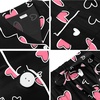 image:imageSWOMOG Womens Button Down Pajamas Set Short Sleeve Sleepwear Bride Soft Pj Lounge Sets XS3XLBlack Pink Heart